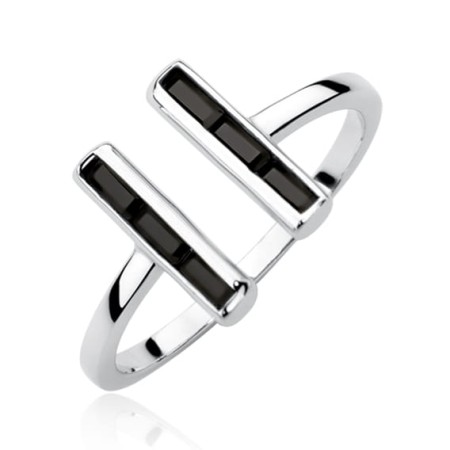 Pierścionek Srebrny pr 925 Czarne Cyrkonie
