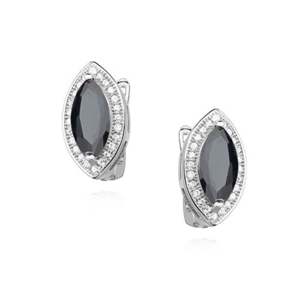 Kolczyki Srebrne pr  925 Czarna Cyrkonia