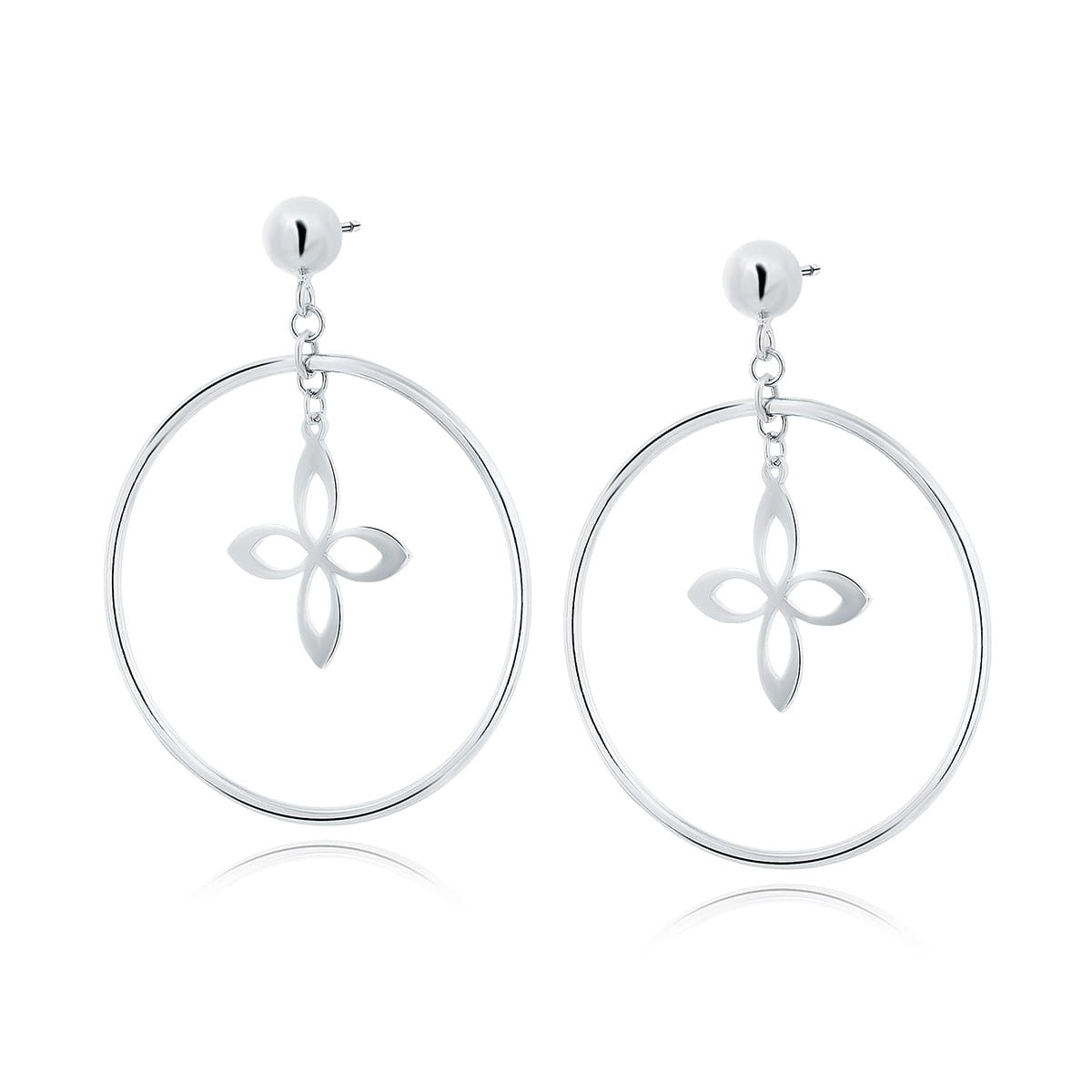 Kolczyki Srebrne pr 925 Koła z Kwiatkiem 
KO354S-Z1824ER