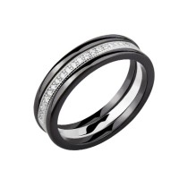 Pierścionek Srebrny pr 925 Czarna Ceramika P131S-Z1204