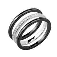 Pierścionek Srebrny pr 925 Czarna Ceramika P131S-Z1204