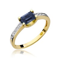 Pierścionek Złoty pr 585 Zaręczynowy 
Szafir 0.60 ct Brylanty 0.03 ct
W105-585-S0.60-BD