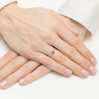 Pierścionek Złoty pr 585 Delikatny Brylanty Rubin 0.15 ct 
BC014-585-R0.15-BD
