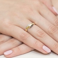 Pierścionek Złoty pr 585 Czarne Brylanty 0.02 ct 
W107-585-CB0.02-BD