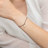 Bransoletka Sznurek Czarny Złoto pr 585 Gwiazdka Brylant 0.005 ct B011-Z-585-B0.005-BD