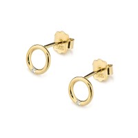Kolczyki Złote pr 585 Kółka z Brylantami 0.01 ct K0082.Z3.DIW.01