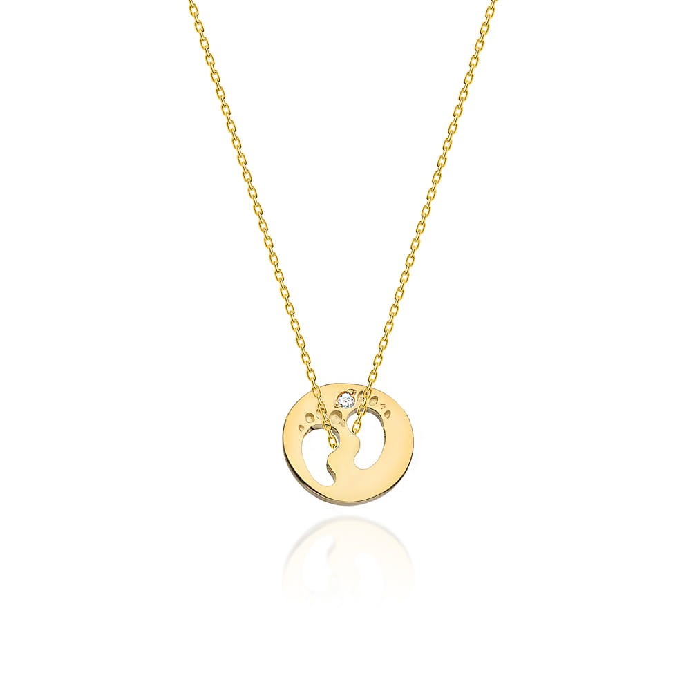 Naszyjnik Złoty pr 585 Stopki z Brylantami 0.005 ct 
C005-585-B0.005-BD