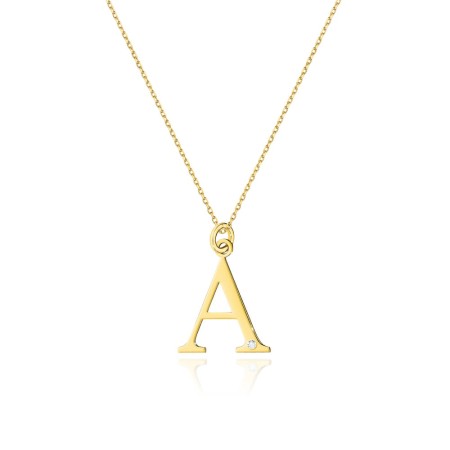 Naszyjnik Złoty pr 585 Celebrytka z Brylantem Literka A