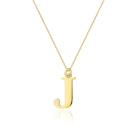 Naszyjnik Złoty pr 585 Celebrytka z Brylantem Literka J