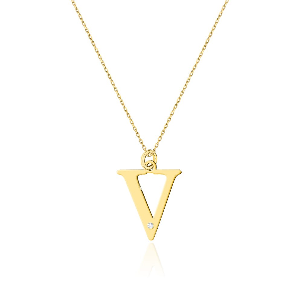 Naszyjnik Złoty pr 585 Celebrytka z Brylantem Literka V
C069-Z-585-B0.005-V