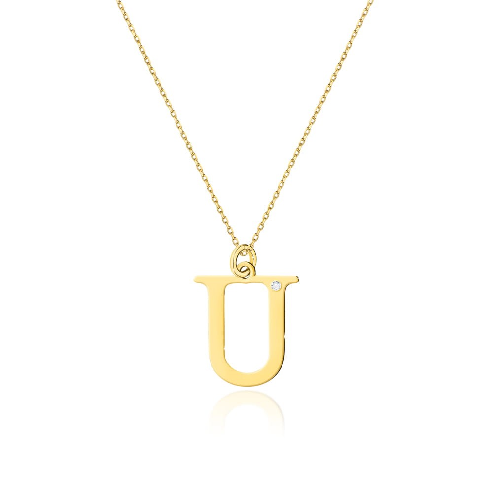 Naszyjnik Złoty pr 585 Celebrytka z Brylantem Literka U
C069-Z-585-B0.005-U