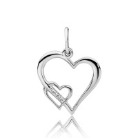 Zawieszka Złota pr 585 Brylanty 0,015 ct Dwa Serca 
S002-585-B0.015-BD