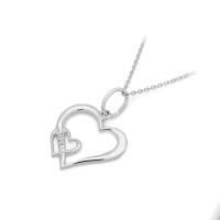 Zawieszka Złota pr 585 Brylanty 0,015 ct Dwa Serca 
S002-585-B0.015-BD
