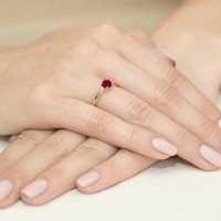 Pierścionek Złoty pr 585 Brylanty Granat 0.60 ct 
W010-585-G0.60-BD