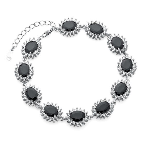 Bransoletka Srebrna pr 925 Cyrkonia Karmazycja B071S-Z0685B