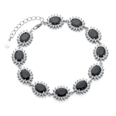 Bransoletka Srebrna pr 925 Czarna Cyrkonia Karmazycja