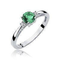 Pierścionek Złoty pr 585 Brylanty Szmaragd 0.50 ct 
W010-585-SZ0.50-BD