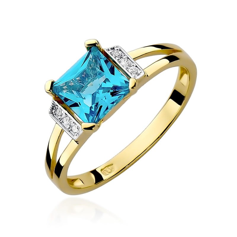 Pierścionek Złoty pr 585 Brylanty Topaz 1.40 ct 
W103-585-T1.40-BD