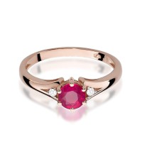 Pierścionek Złoty pr 585 Brylanty Rubin 0.60 ct 
W076-585-R0.60-BD
