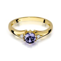 Pierścionek Złoty pr 585 Brylanty Tanzanit 0.50 ct 
W076-585-TA0.50-BD
