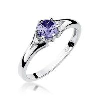 Pierścionek Złoty pr 585 Brylanty Tanzanit 0.50 ct 
W076-585-TA0.50-BD
