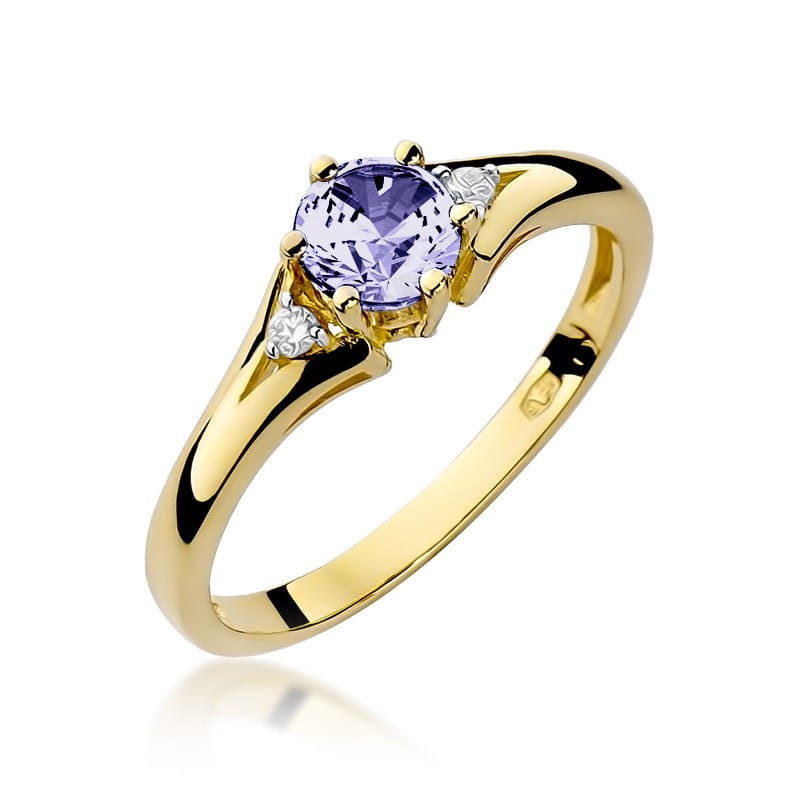 Pierścionek Złoty pr 585 Brylanty Tanzanit 0.50 ct 
W076-585-TA0.50-BD