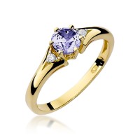 Pierścionek Złoty pr 585 Brylanty Tanzanit 0.50 ct 
W076-585-TA0.50-BD