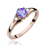 Pierścionek Złoty pr 585 Brylanty Tanzanit 0.50 ct 
W076-585-TA0.50-BD