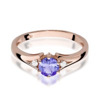 Pierścionek Złoty pr 585 Brylanty Tanzanit 0.50 ct 
W076-585-TA0.50-BD