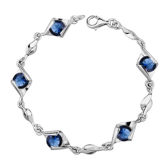Bransoletka Srebrna pr 925 Szafirowa Cyrkonia B100S-KS150B