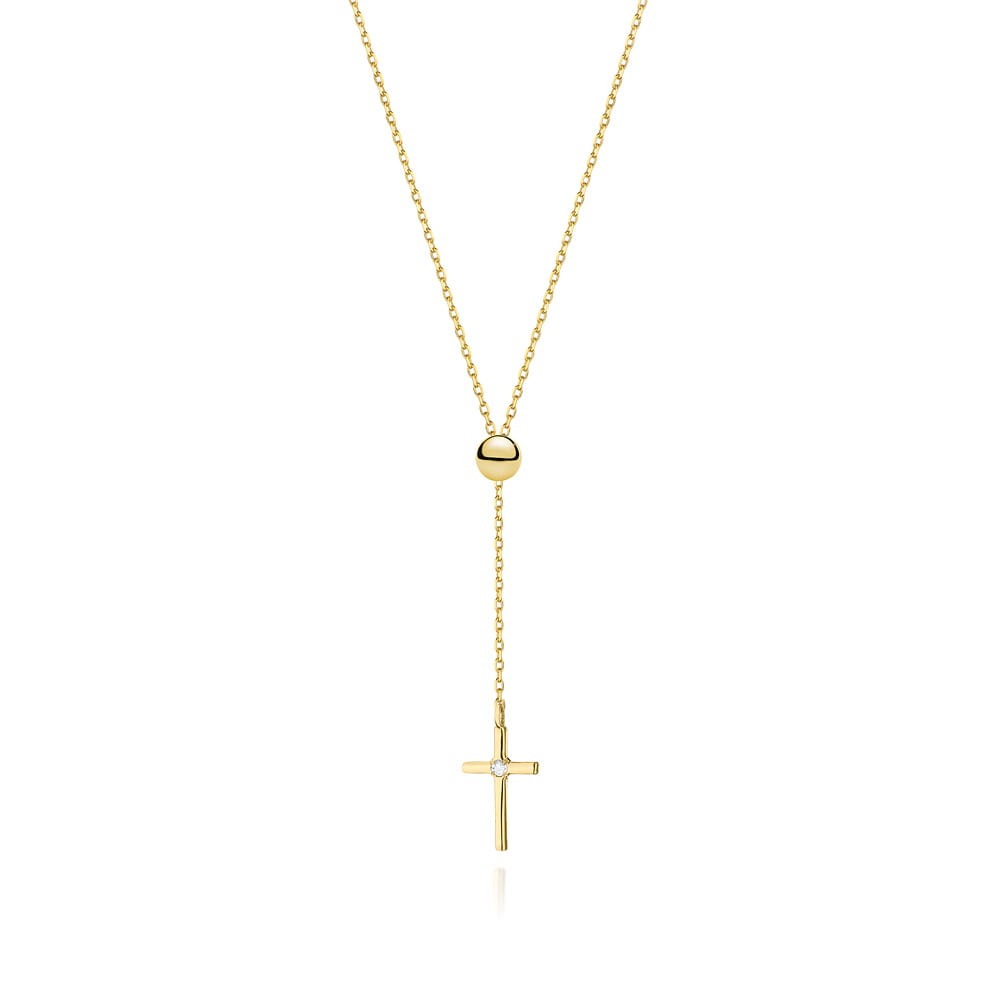 Naszyjnik Złoty pr 585 Brylant Celebrytka Krzyż 
C065-585-B0.0145-BD