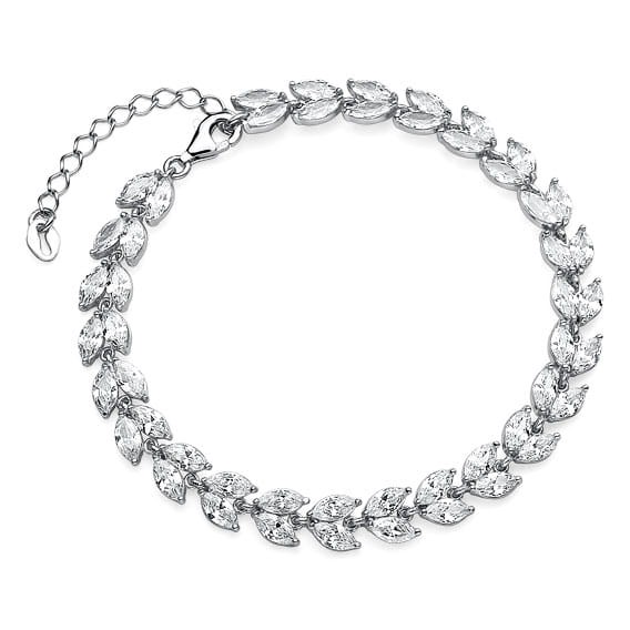 Bransoletka Srebrna pr 925 Liście Cyrkonie B110S-S0091