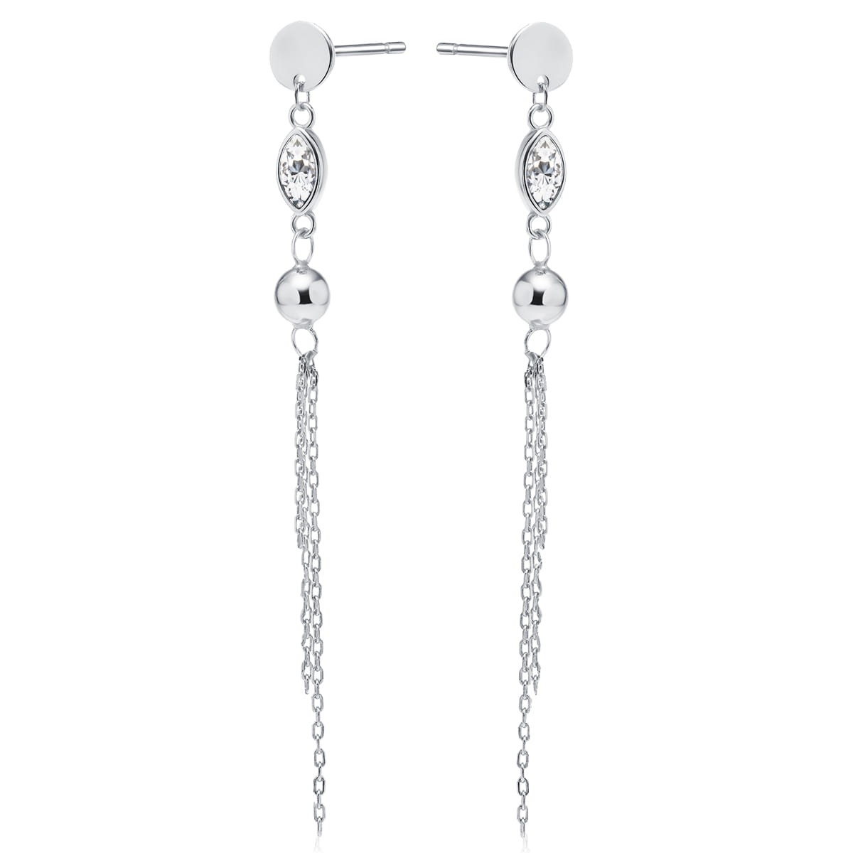 Kolczyki Srebrne pr 925 Biała Cyrkonia, Kulki z Łańcuszkiem
KO417S-Z2040ERW