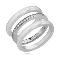 Pierścionek Srebrny pr 925 Biała Ceramika Cyrkonia P082S-Z1457A