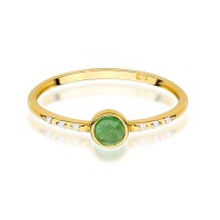Pierścionek Złoty pr 585 Zielony Turmalin 
W596-R-585-GT0.30