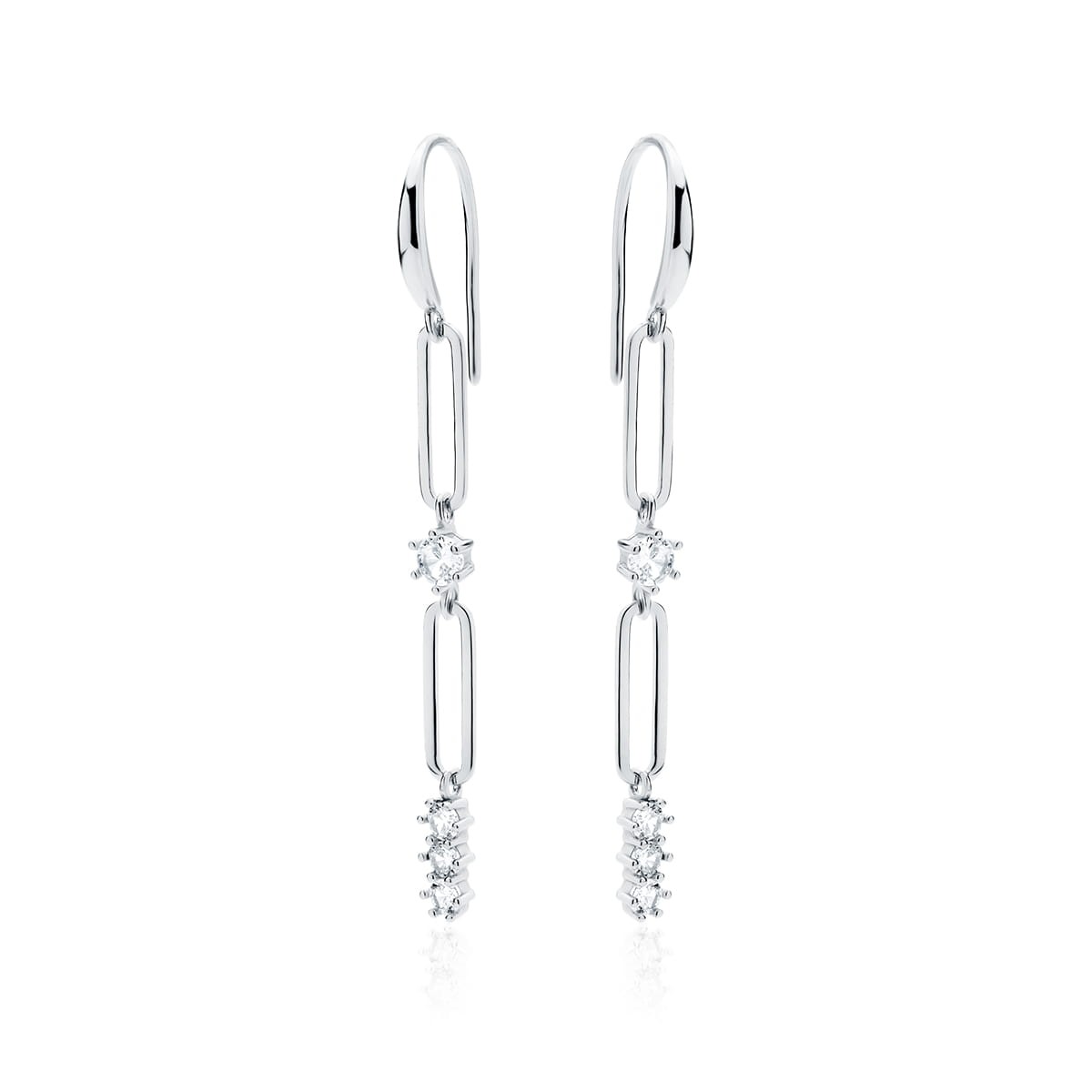 Kolczyki Srebrne pr 925  Wiszące Ogniwa z Cyrkoniami 
KO428S-Z1992RRW