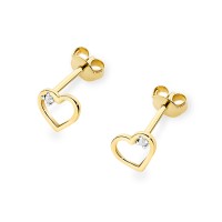 Kolczyki Złote pr 585 Serca z Brylantami 0.01 ct  K0079.Z3.DIW.01