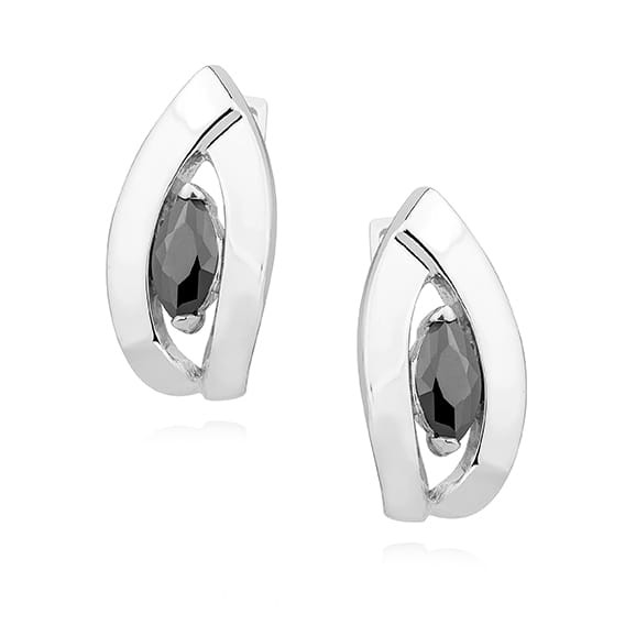 Kolczyki Srebrne pr 925 Czarna Cyrkonia KO068S-KS0192