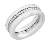 Pierścionek Srebrny pr 925 Biała Ceramika Cyrkonia P082S-Z1457A