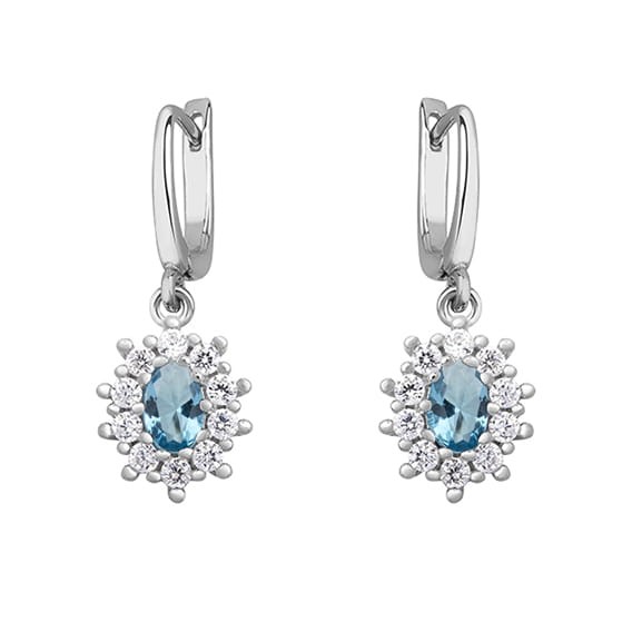 Kolczyki Srebrne pr 925 Cyrkonia Akwamarynowa 
KO188S-Z1099DAQ