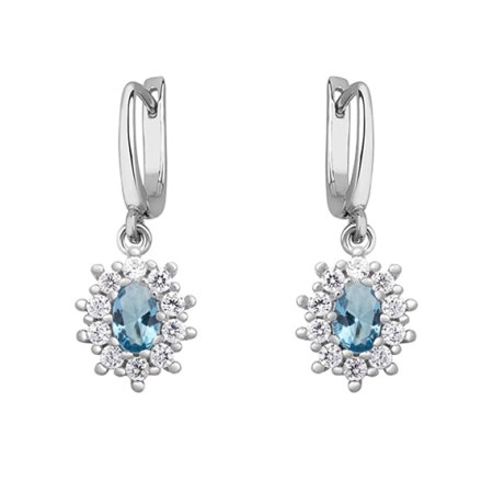 Kolczyki Srebrne pr 925 Cyrkonia Akwamarynowa 