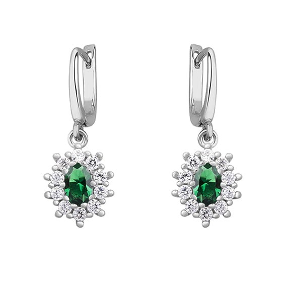 Kolczyki Srebrne pr 925 Cyrkonia Szmaragdowa KO189S-Z1099DG