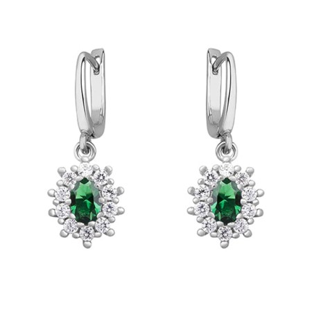 Kolczyki Srebrne pr 925 Szmaragdowa Cyrkonia 
