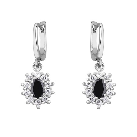 Kolczyki Srebrne pr 925 Czarna Cyrkonia