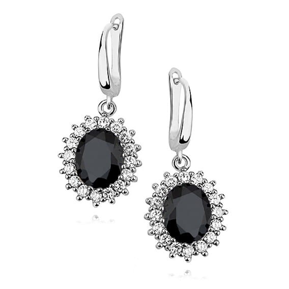 Kolczyki Srebrne pr 925 Czarna Cyrkonia KO202S-Z0685