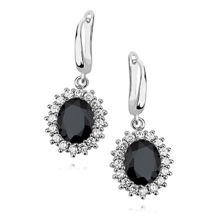 Kolczyki Srebrne pr 925 Czarna Cyrkonia