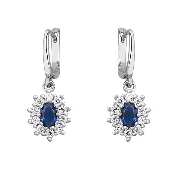 Kolczyki Srebrne pr 925 Szafirowa Cyrkonia KO220S-Z1099D