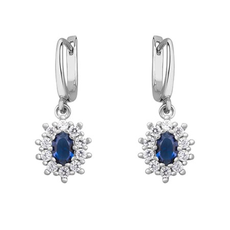 Kolczyki Srebrne pr 925 Szafirowa Cyrkonia