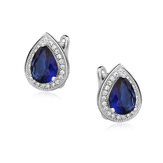 Kolczyki Srebrne pr 925 Szafirowa Cyrkonia  KO226S-Z0721D