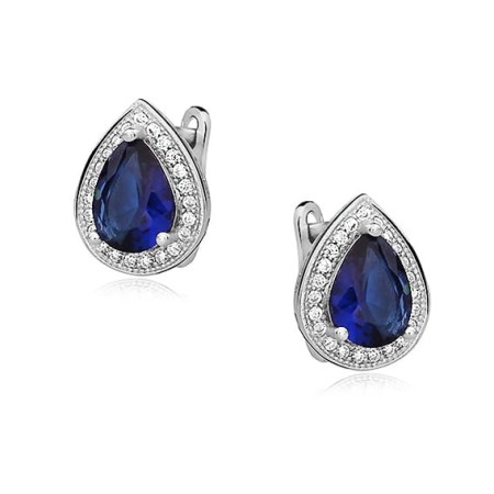 Kolczyki Srebrne pr 925 Szafirowa Cyrkonia